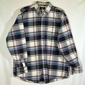 20X Black and Blue Plaid Long Sleeve Shirt Western Rodeo Cowboy Men's L/XL